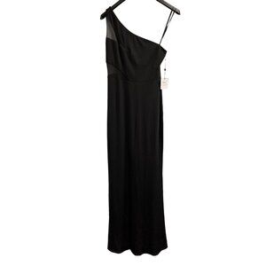 Laundry by Shelli Segal Dres Women 4 Black One Shoulder Cut Out Mesh Gown Event